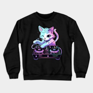 Cat DJ Playlist Crewneck Sweatshirt